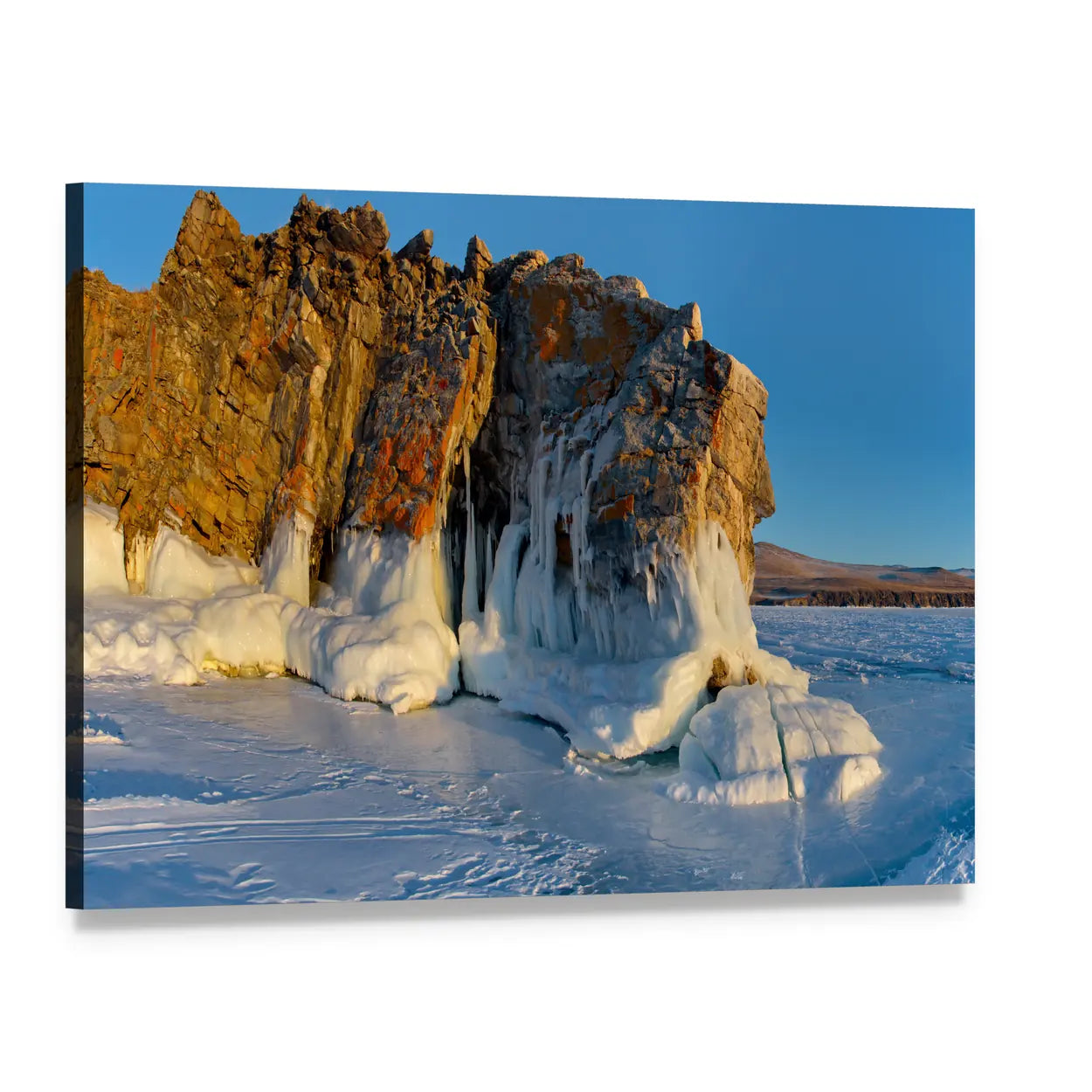 Lake Baikal Ice Formations Canvas Wall Art, single panel gallery wrapped canvas, angled product view