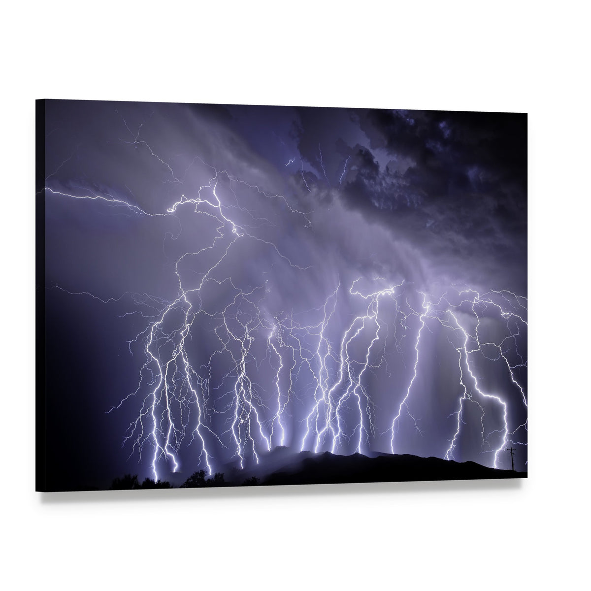 Lightning Storm Over Rincon Mountains Canvas Wall Art, single panel gallery wrapped canvas, angled product view