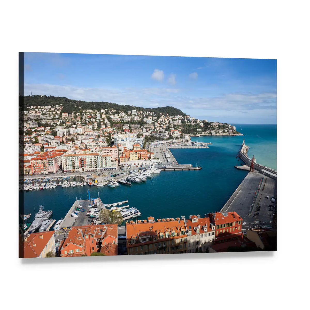 Port Lympia Harbor, Nice Canvas Wall Art, single panel gallery wrapped canvas, angled product view