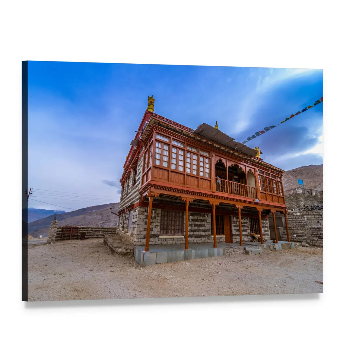 Nako Monastery Canvas Wall Art, single panel gallery wrapped canvas, angled product view