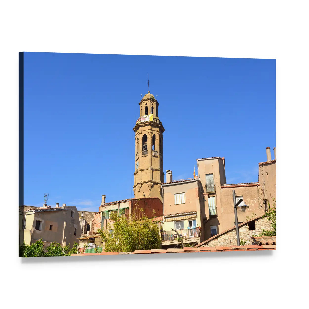 Sant Pere Church of Calaf Canvas Wall Art, single panel gallery wrapped canvas, angled product view