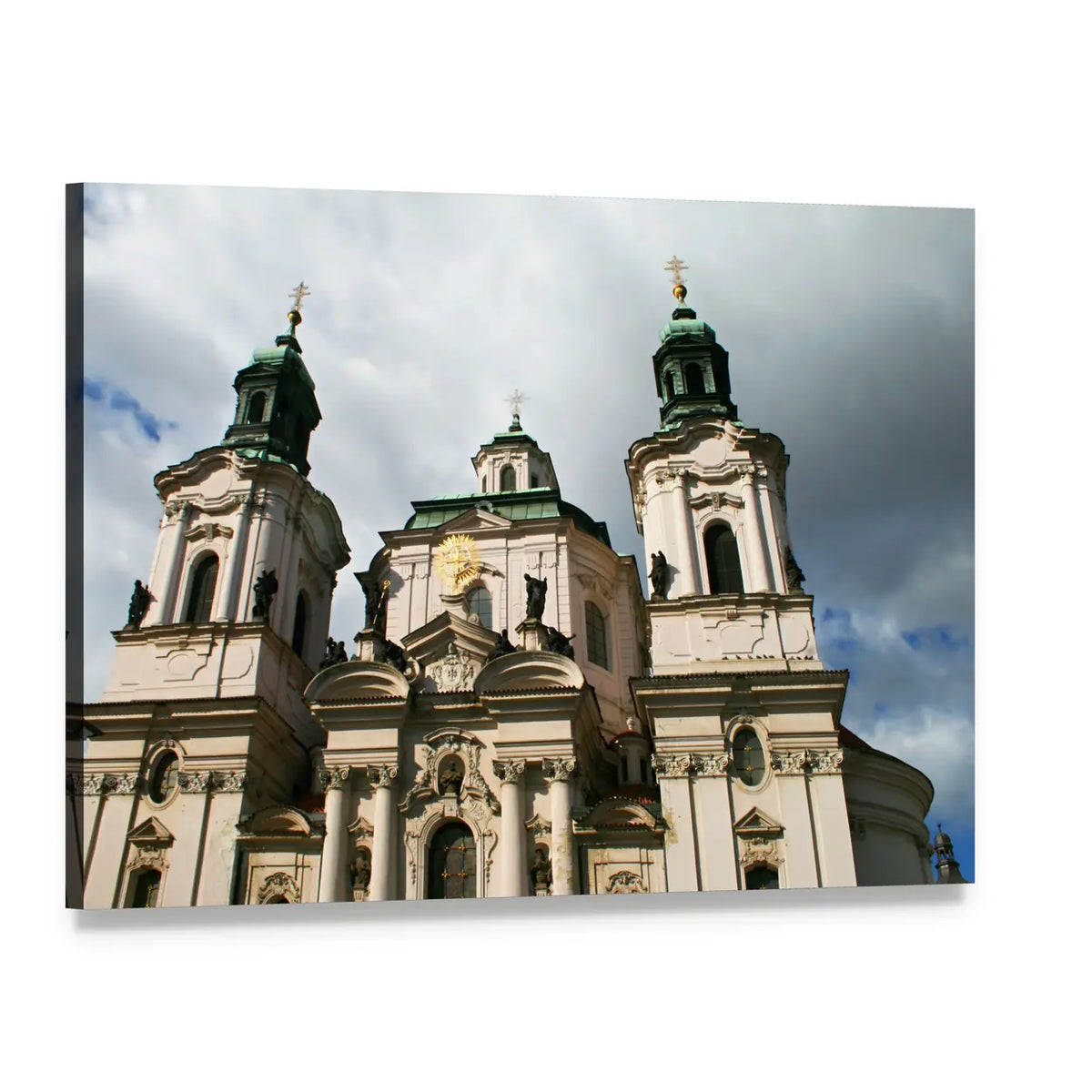 St Nicholas Church with Twin Towers Canvas Wall Art, single panel gallery wrapped canvas, angled product view