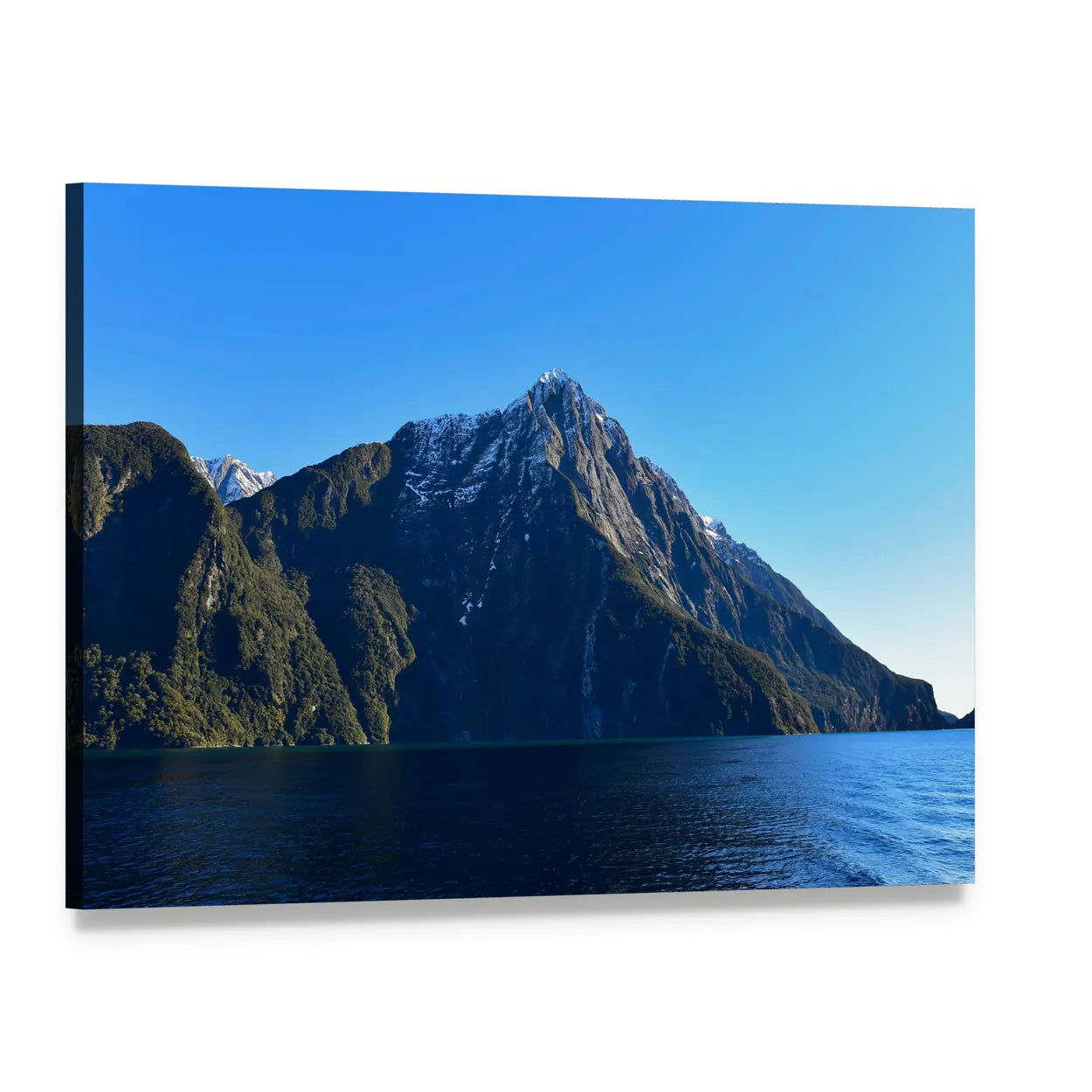 Milford Sound in Fiordland Canvas Wall Art, single panel gallery wrapped canvas, angled product view
