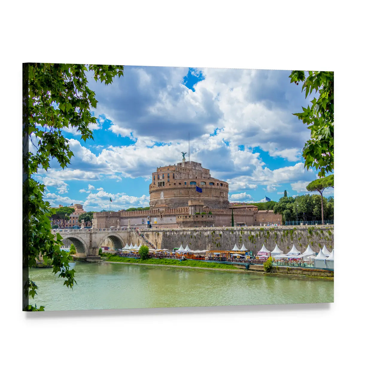 Castel Sant'angelo on the Tiber Canvas Wall Art, single panel gallery wrapped canvas, angled product view