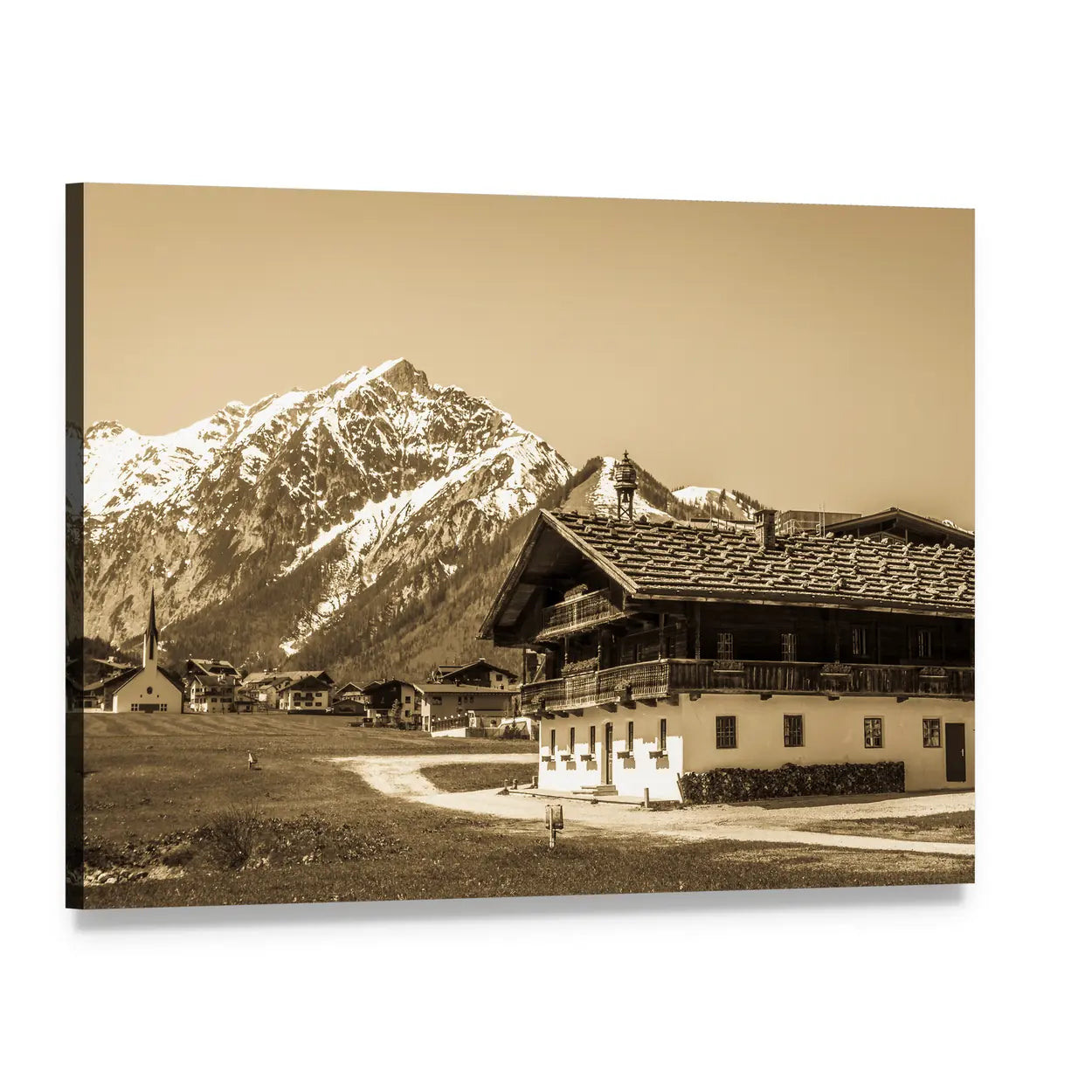 Pertisau Village, Austrian Alps Canvas Wall Art, single panel gallery wrapped canvas, angled product view