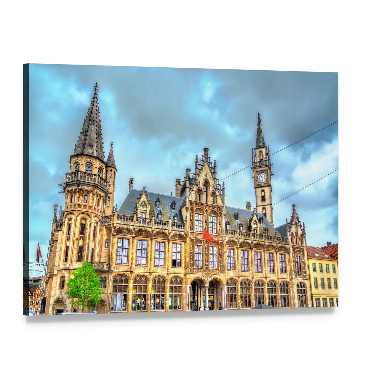 Old Post Office in Ghent Canvas Wall Art, single panel gallery wrapped canvas, angled product view