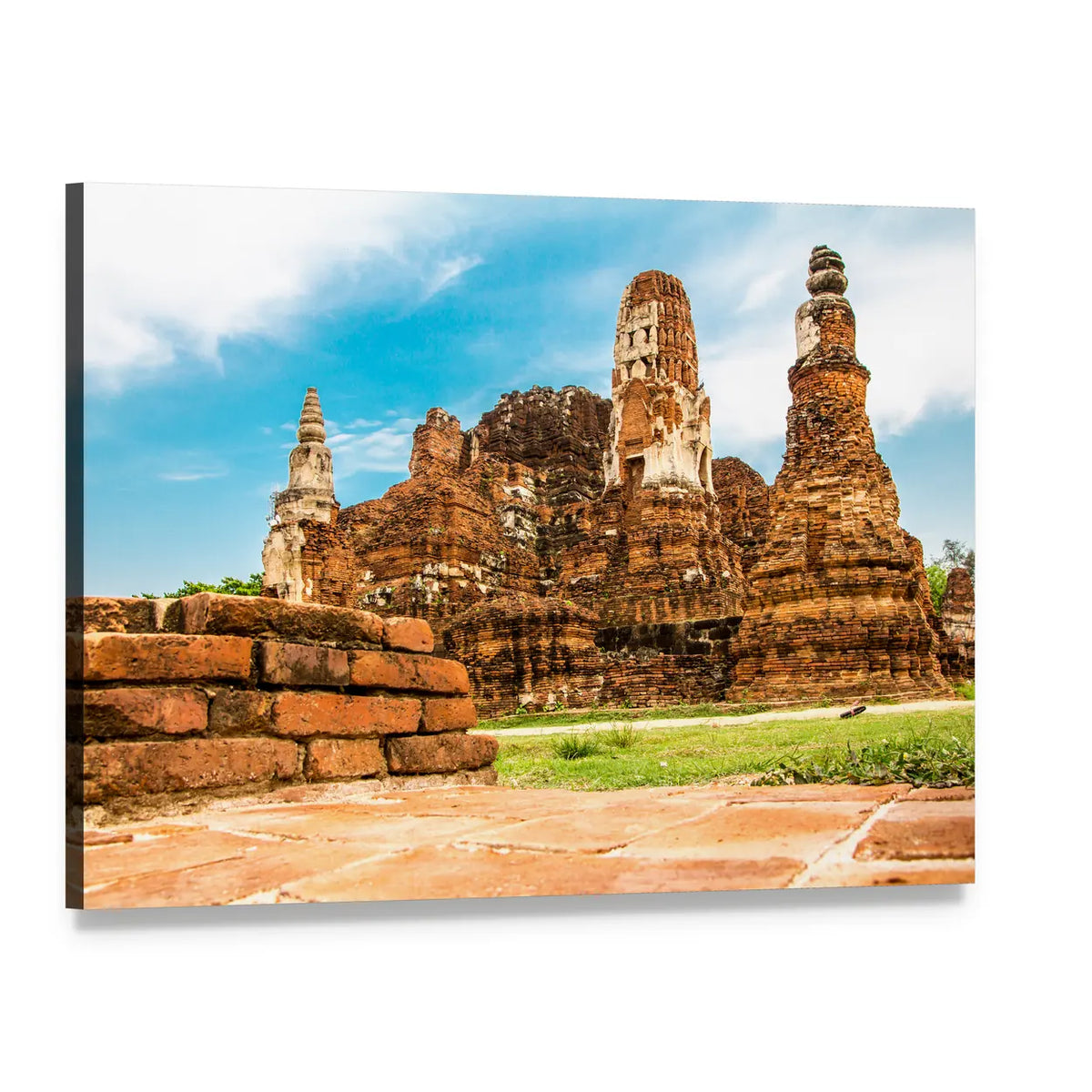 Ancient Temple Ruins with Tall Spires Canvas Wall Art, single panel gallery wrapped canvas, angled product view