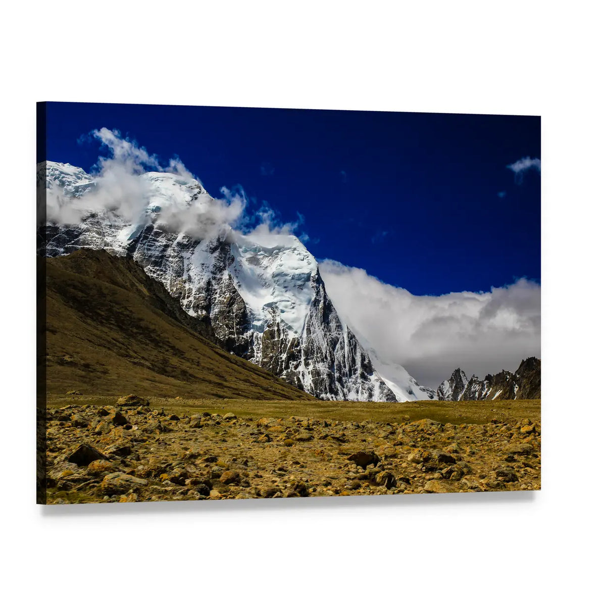 Himalayan Snow-capped Peaks Canvas Wall Art, single panel gallery wrapped canvas, angled product view