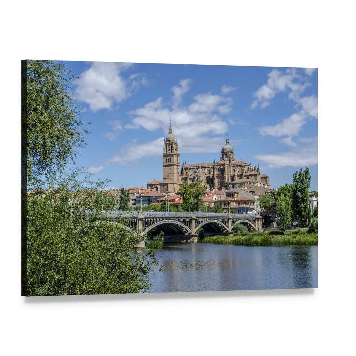 Bridge Over River Tormes Canvas Wall Art, single panel gallery wrapped canvas, angled product view