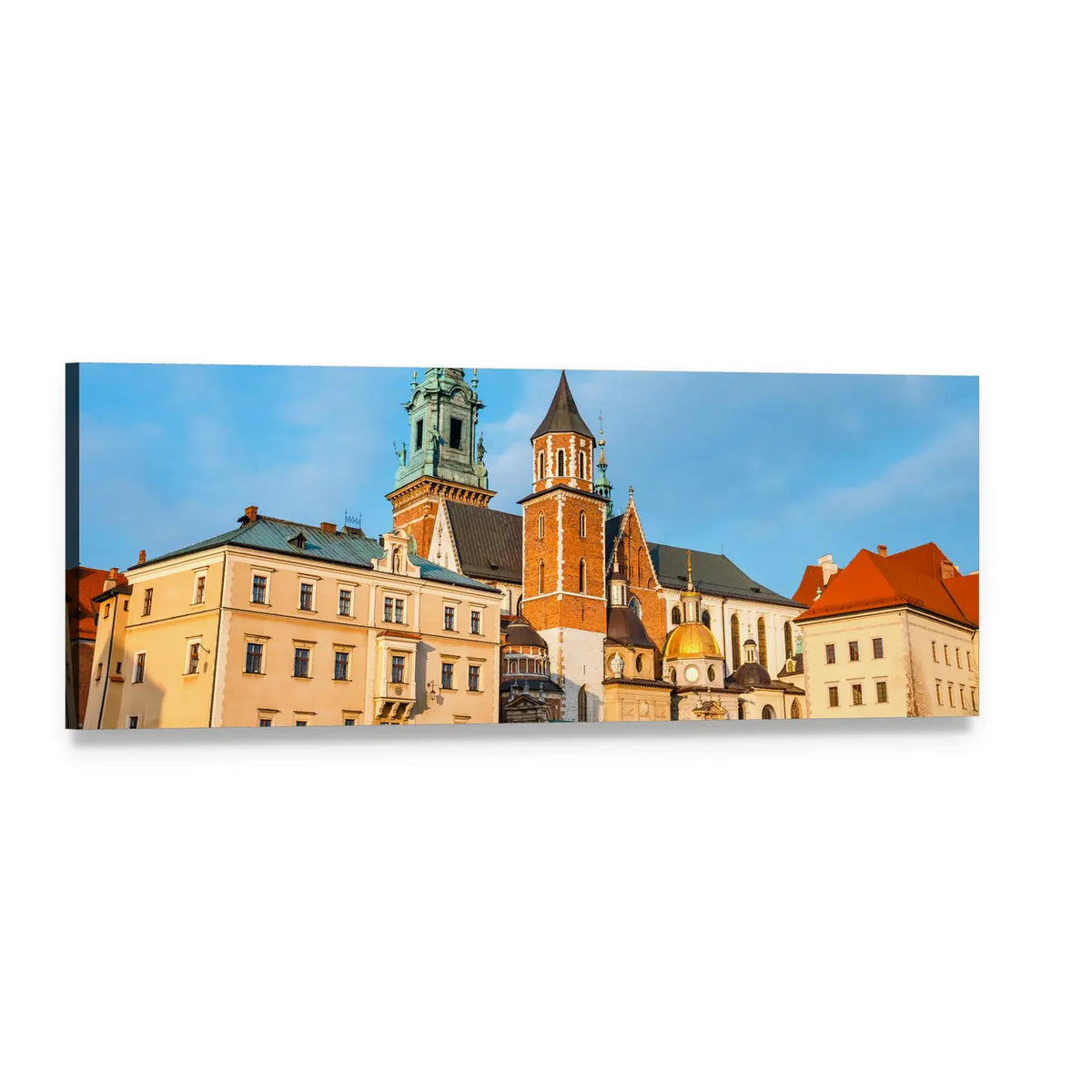 Wawel Castle in Krakow Panoramic Canvas Wall Art, single panel gallery wrapped canvas, angled product view