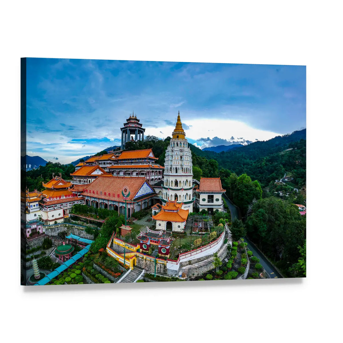 Kek Lok Si Temple Aerial View Canvas Wall Art, single panel gallery wrapped canvas, angled product view