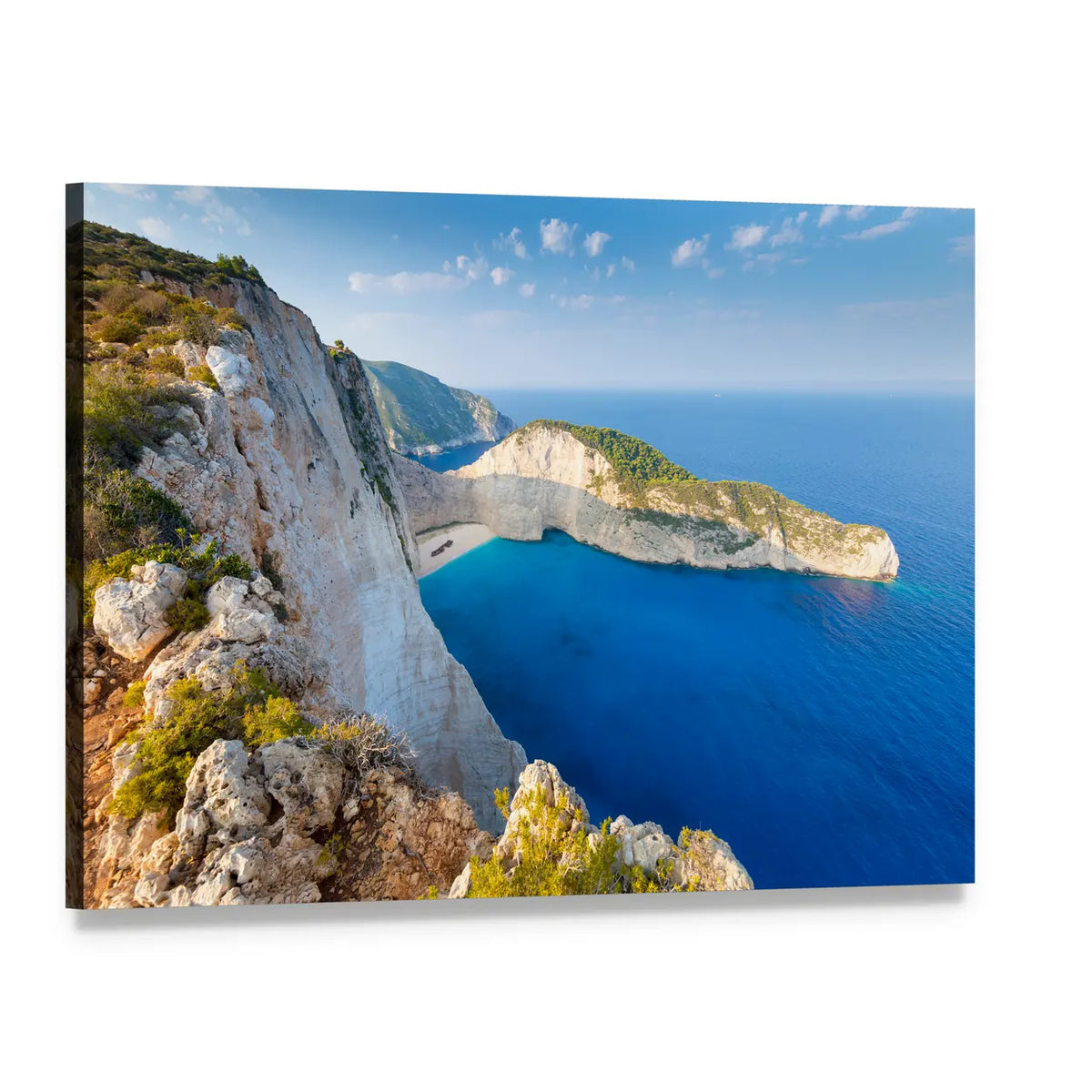 Navagio Beach Greece Canvas Wall Art, single panel gallery wrapped canvas, angled product view