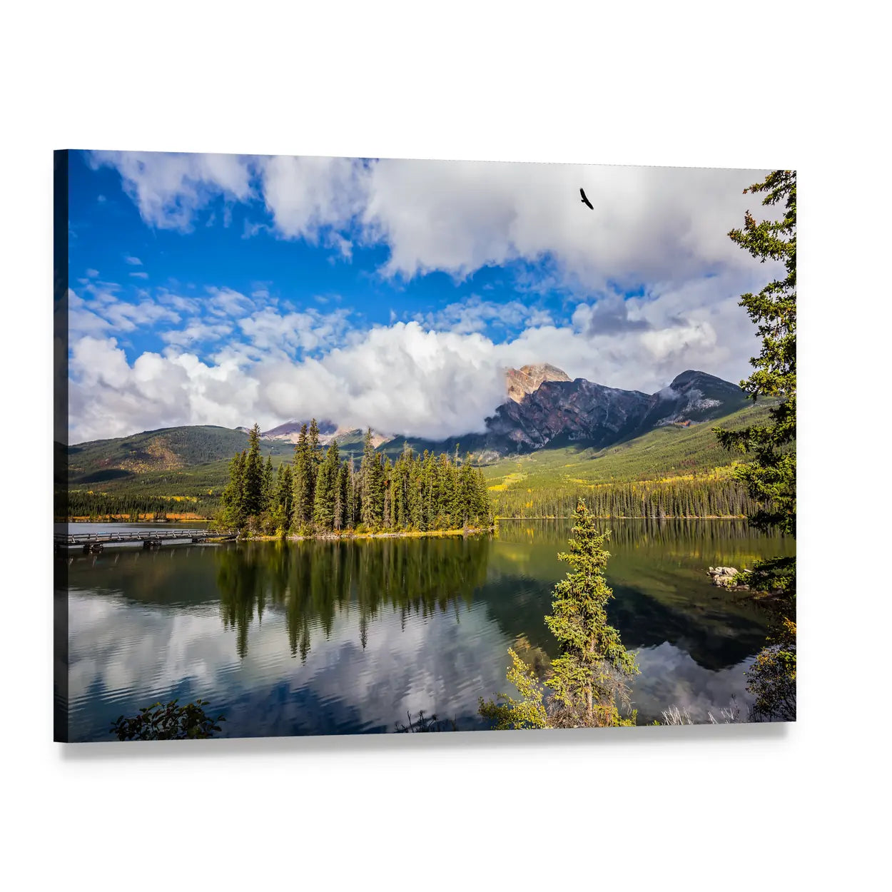 Autumn Morning at Pyramid Lake Canvas Wall Art, single panel gallery wrapped canvas, angled product view