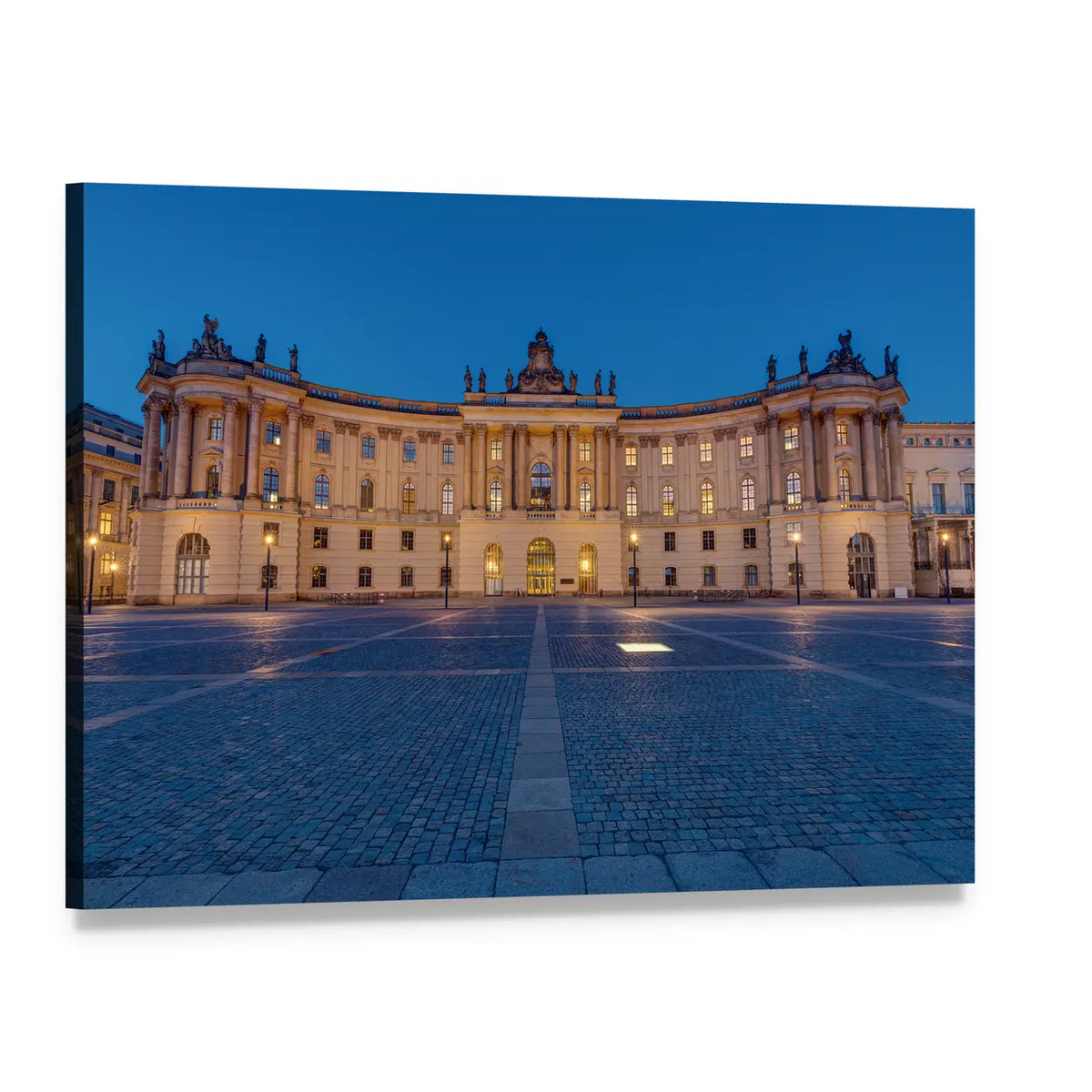 Historic City Square at Blue Hour Canvas Wall Art, single panel gallery wrapped canvas, angled product view