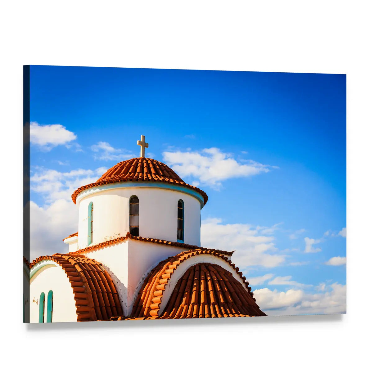 Church of Agios Petros Canvas Wall Art, single panel gallery wrapped canvas, angled product view