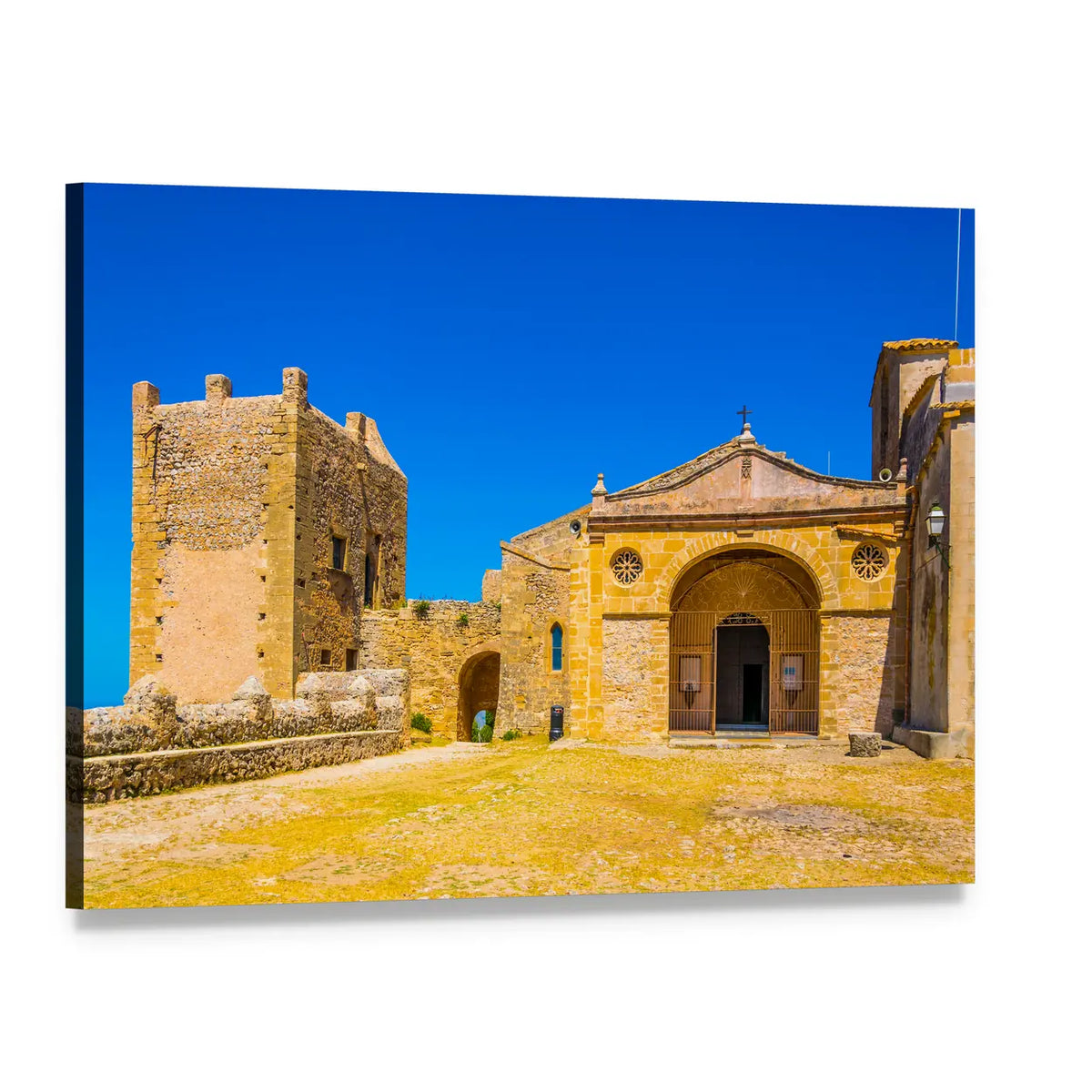 Santuari Del Puig De Maria, Mallorca Canvas Wall Art, single panel gallery wrapped canvas, angled product view