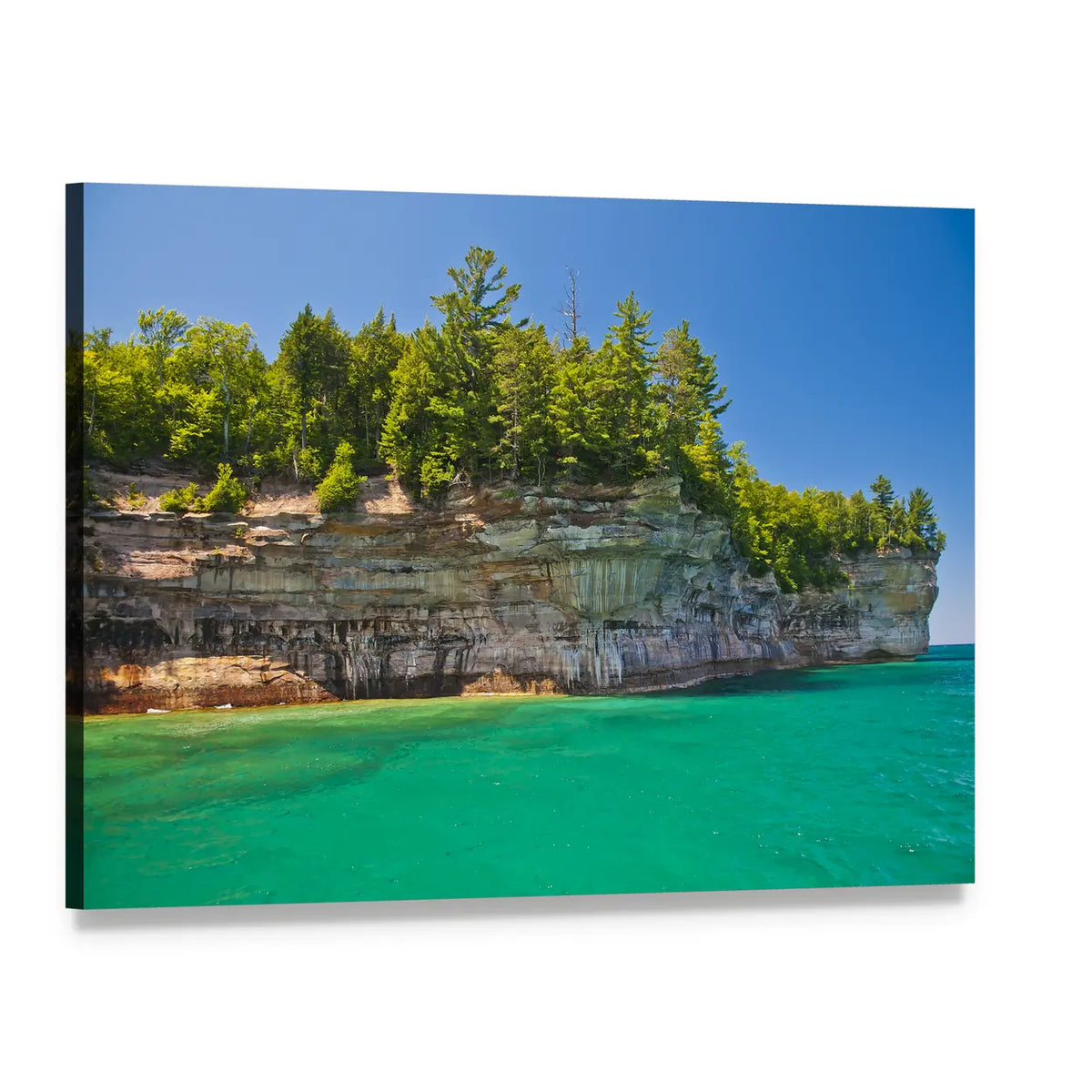 Pictured Rocks National Lakeshore Canvas Wall Art, single panel gallery wrapped canvas, angled product view