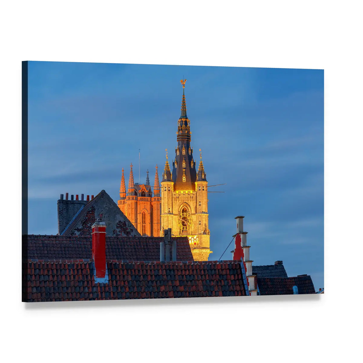 Belfort Tower at Dusk Canvas Wall Art, single panel gallery wrapped canvas, angled product view