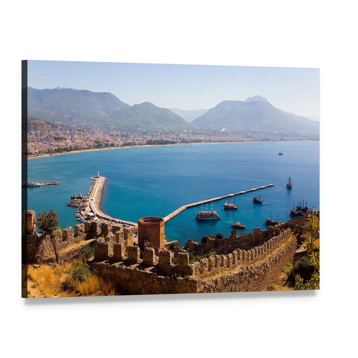 Red Tower in Turkey Canvas Wall Art, single panel gallery wrapped canvas, angled product view