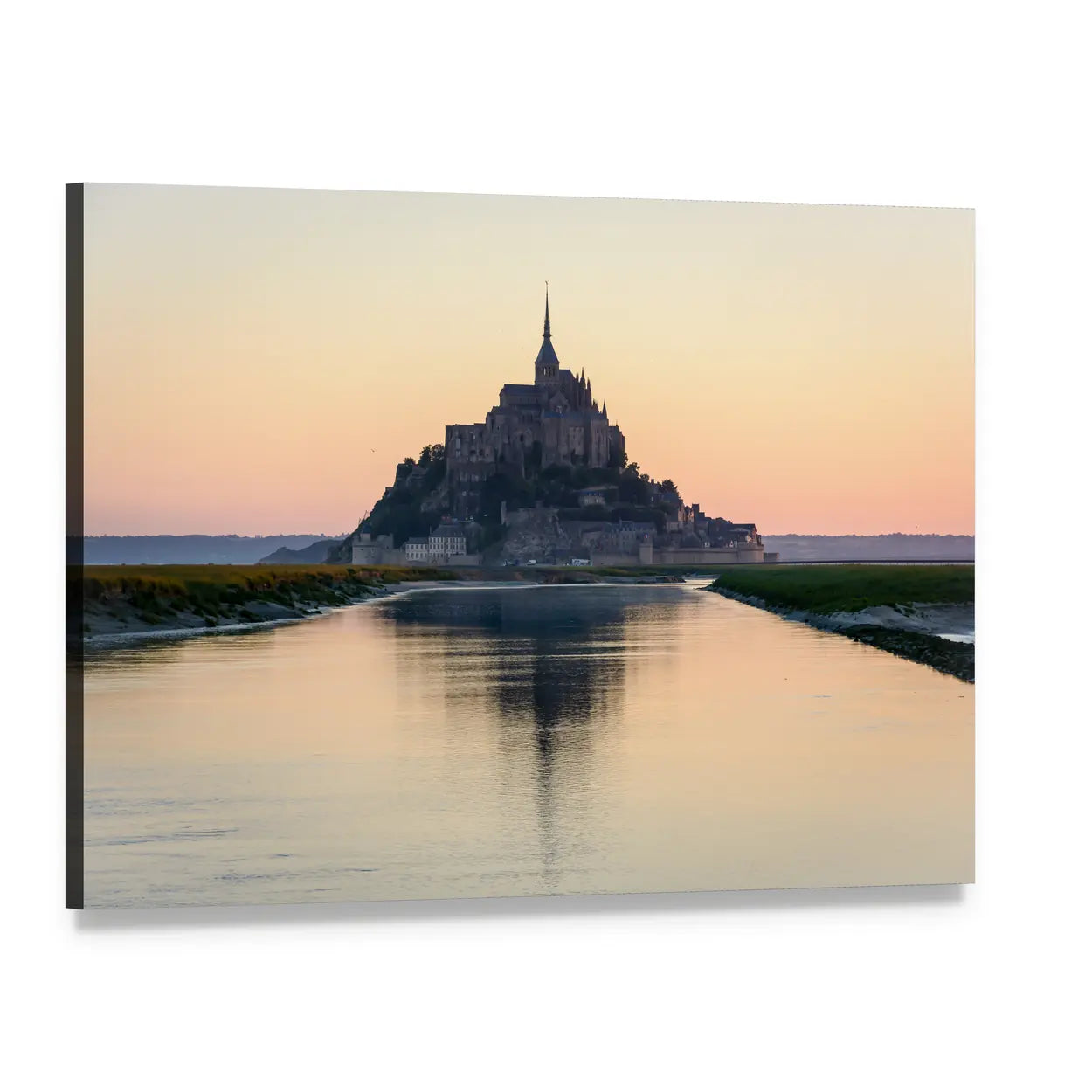 Mont Saint-michel at Sunset Canvas Wall Art, single panel gallery wrapped canvas, angled product view