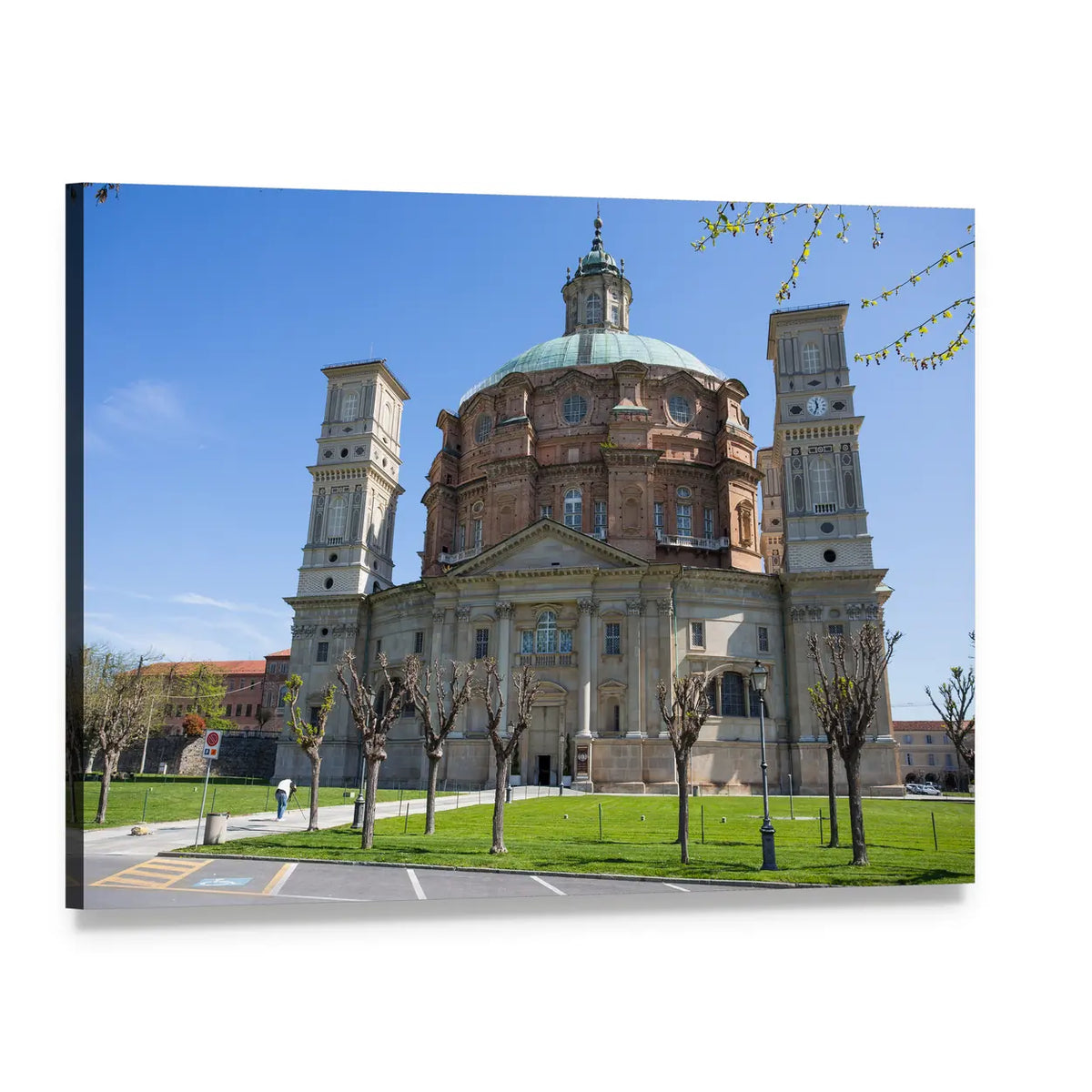 Vicoforte Sanctuary Church Canvas Wall Art, single panel gallery wrapped canvas, angled product view