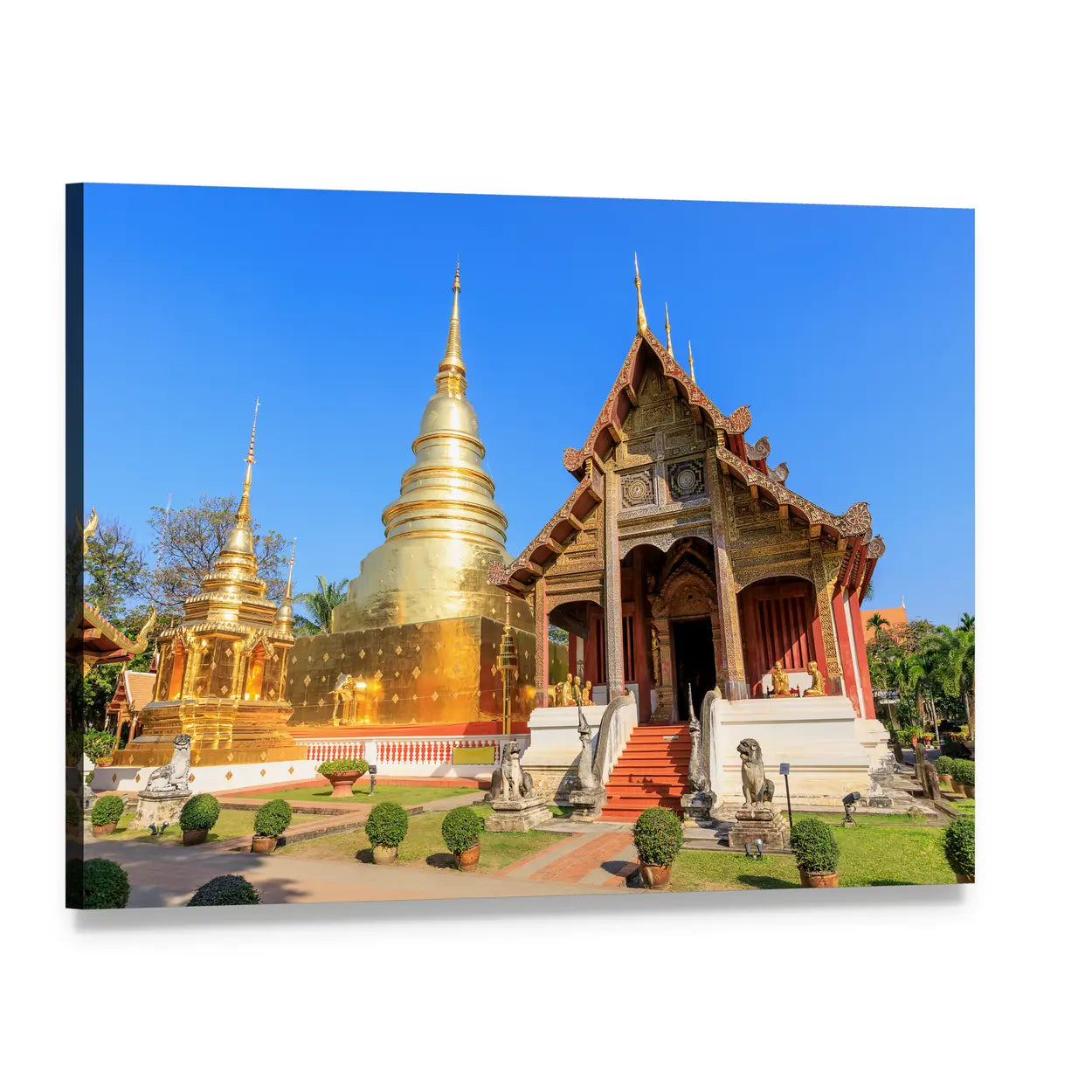 Wat Phra Singh Woramahawihan Canvas Wall Art, single panel gallery wrapped canvas, angled product view