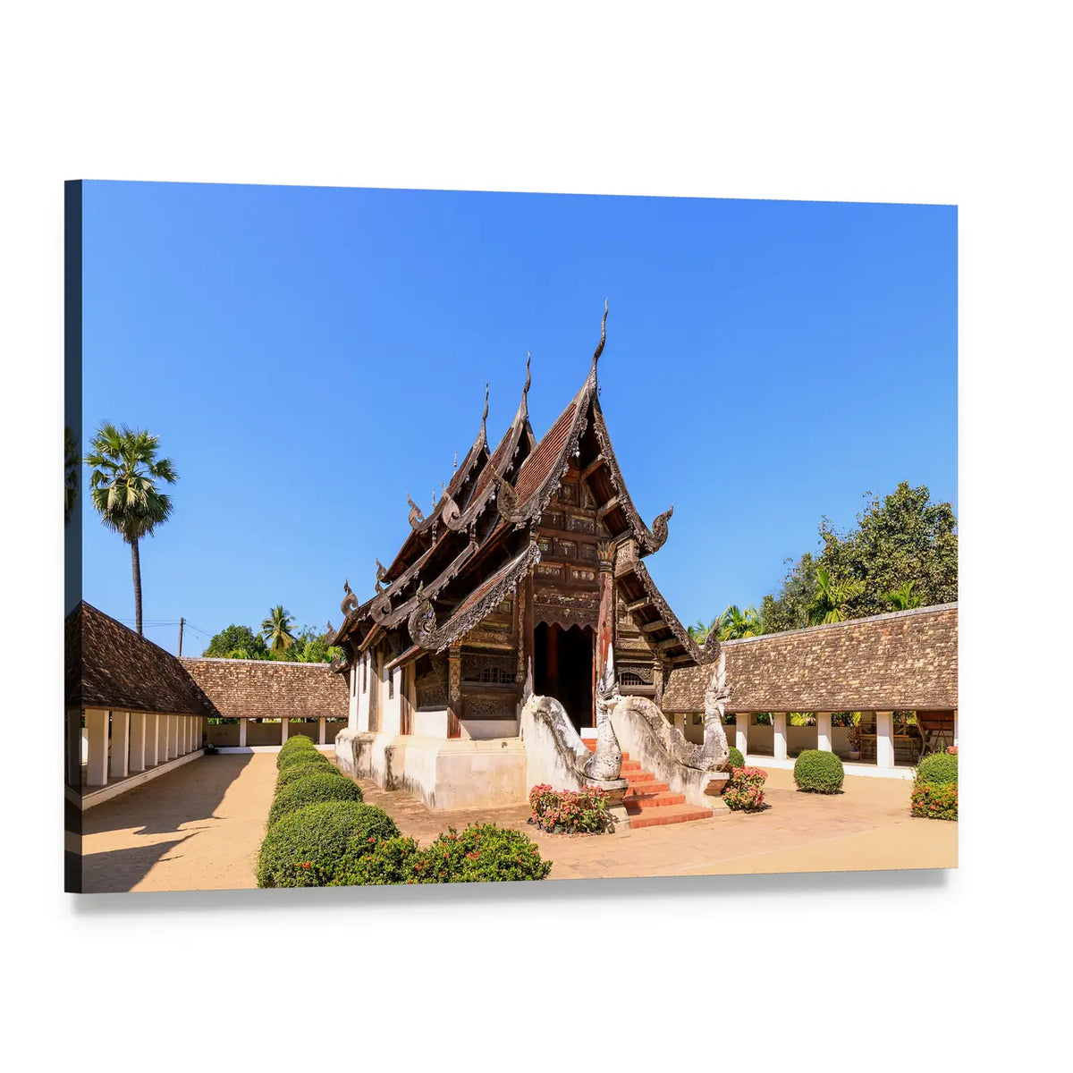 Ton Kwen Temple Thailand Canvas Wall Art, single panel gallery wrapped canvas, angled product view
