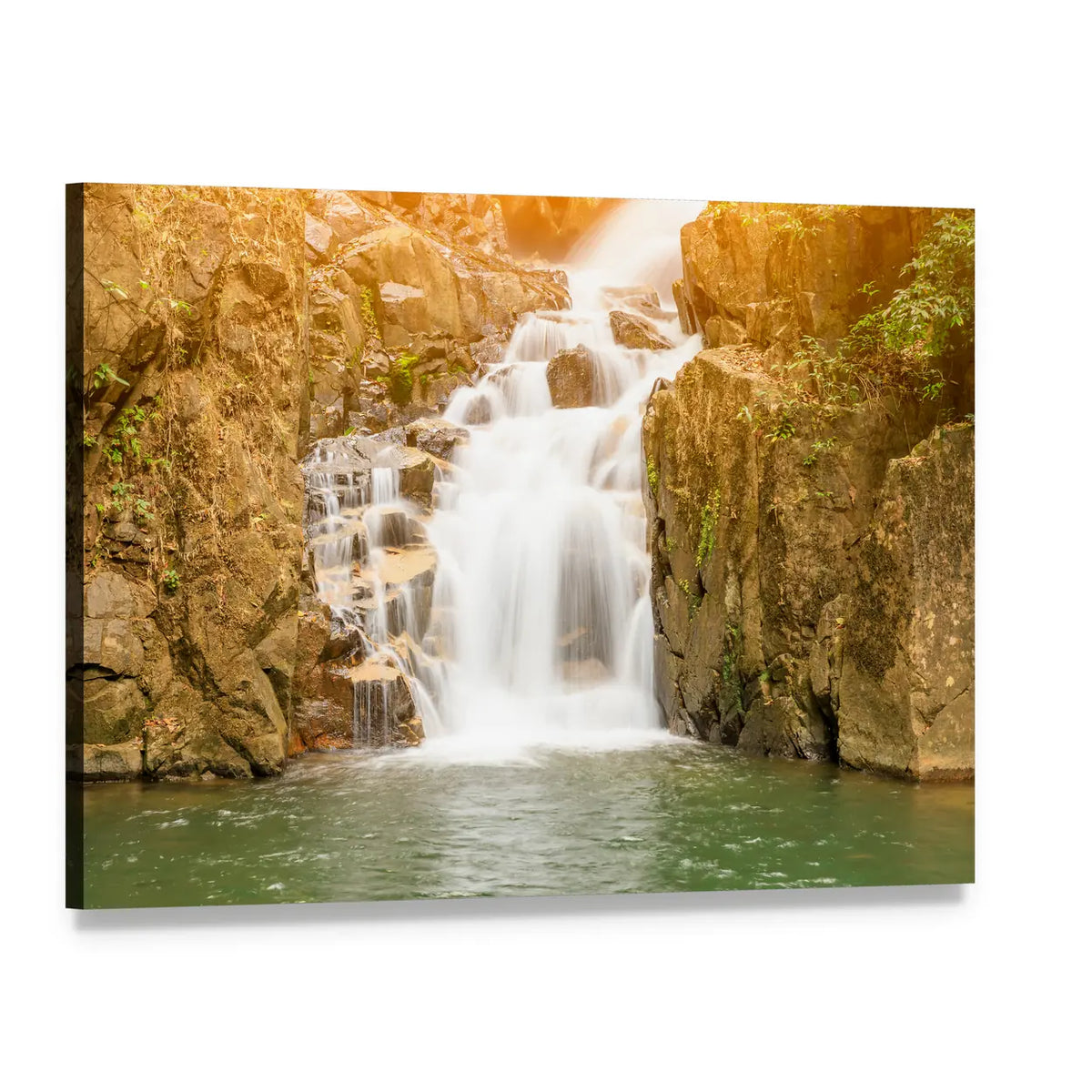 Namtok Phlio Waterfall Canvas Wall Art, single panel gallery wrapped canvas, angled product view