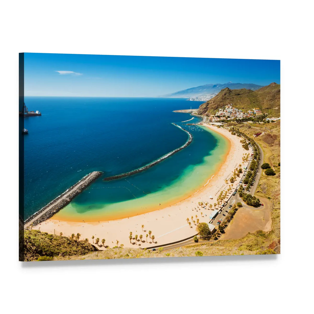 Las Teresitas Beach Canvas Wall Art, single panel gallery wrapped canvas, angled product view