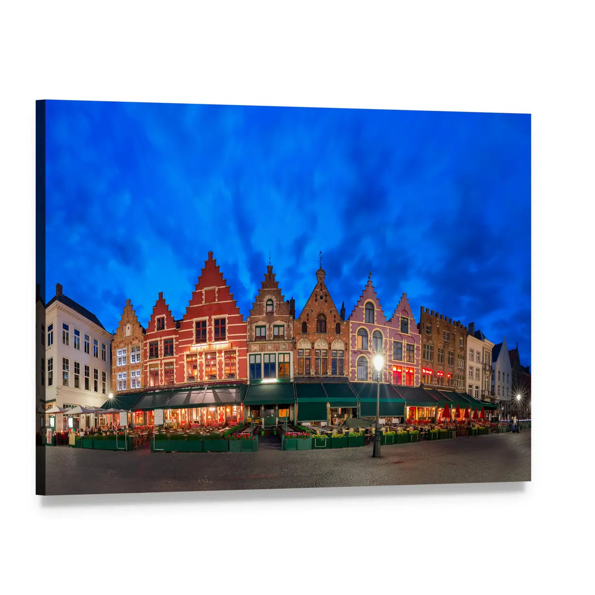 Medieval Fairytale Town at Night Canvas Wall Art, single panel gallery wrapped canvas, angled product view