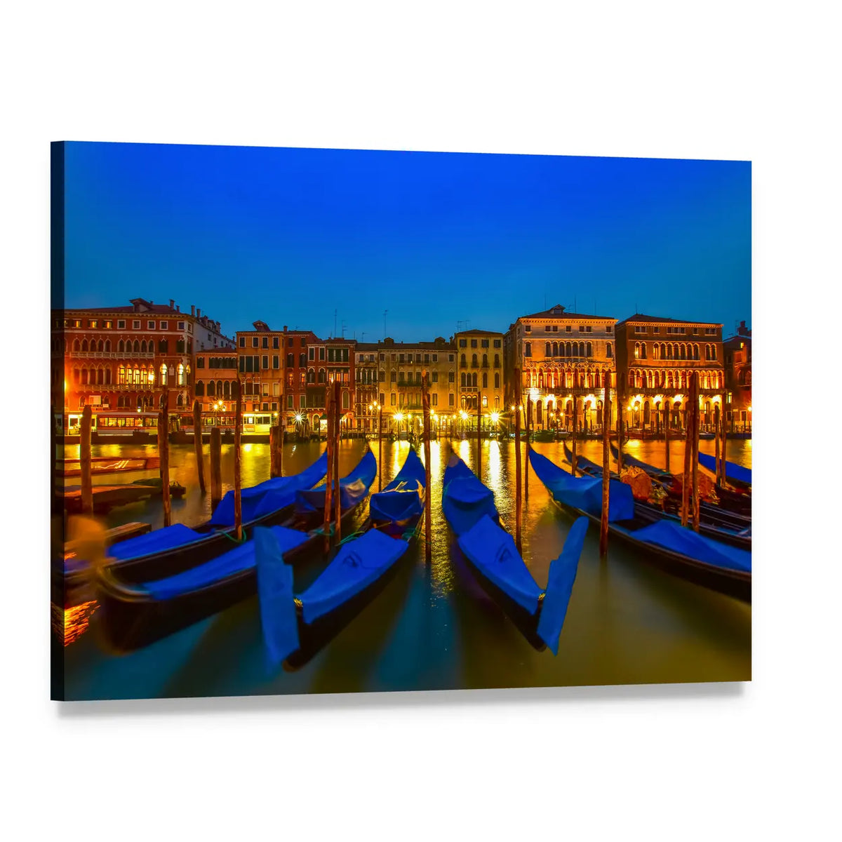 Venice Gondolas on the Grand Canal Canvas Wall Art, single panel gallery wrapped canvas, angled product view
