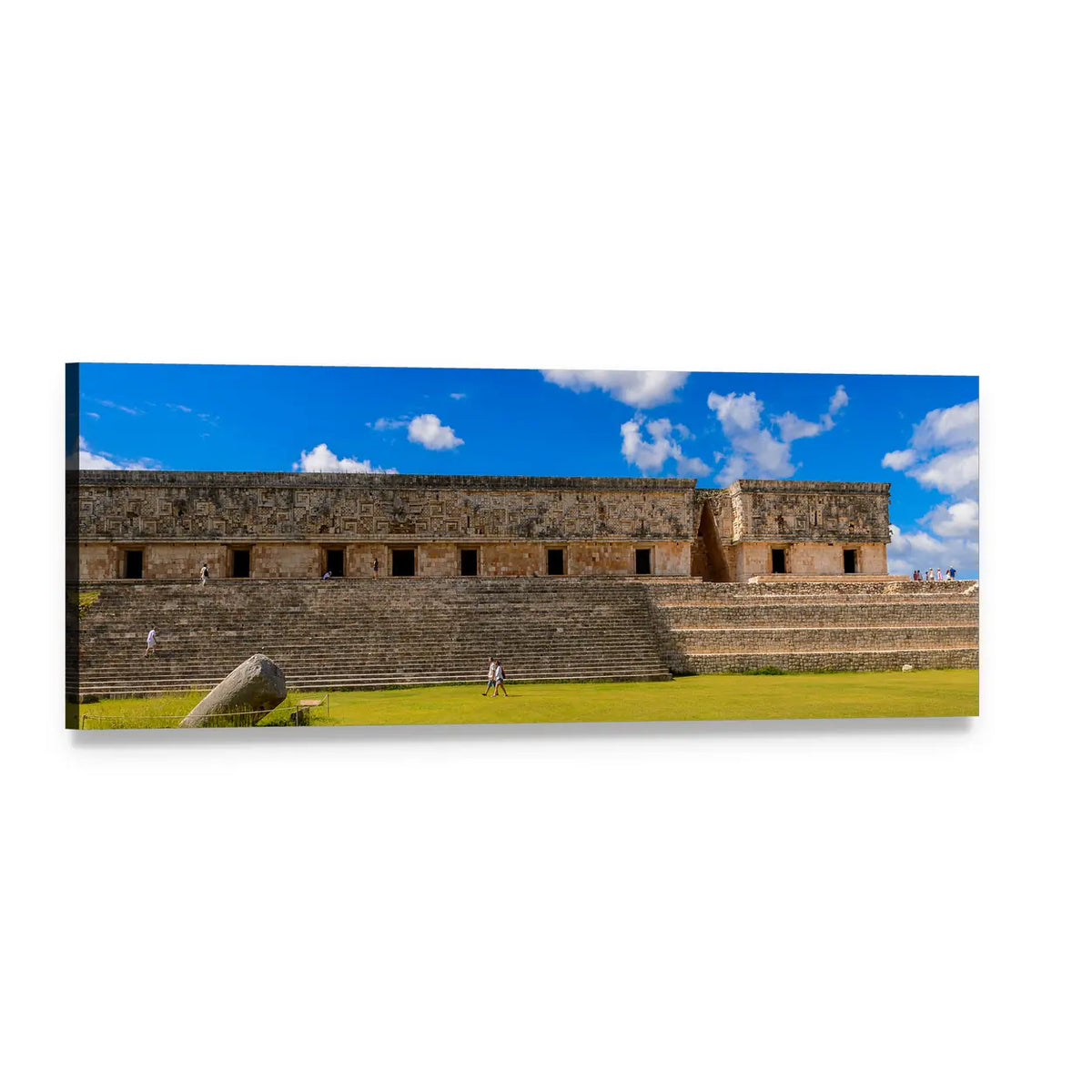 Ancient Maya City Ruins Panoramic Canvas Wall Art, single panel gallery wrapped canvas, angled product view