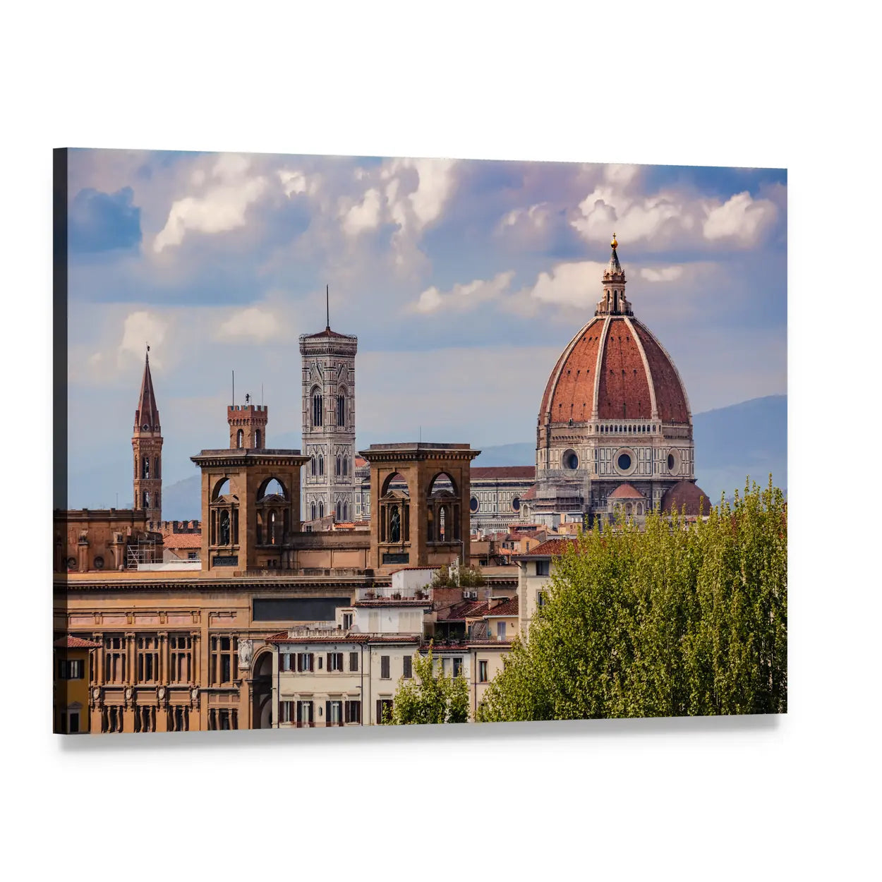Florence Cathedral and Duomo Skyline Canvas Wall Art, single panel gallery wrapped canvas, angled product view