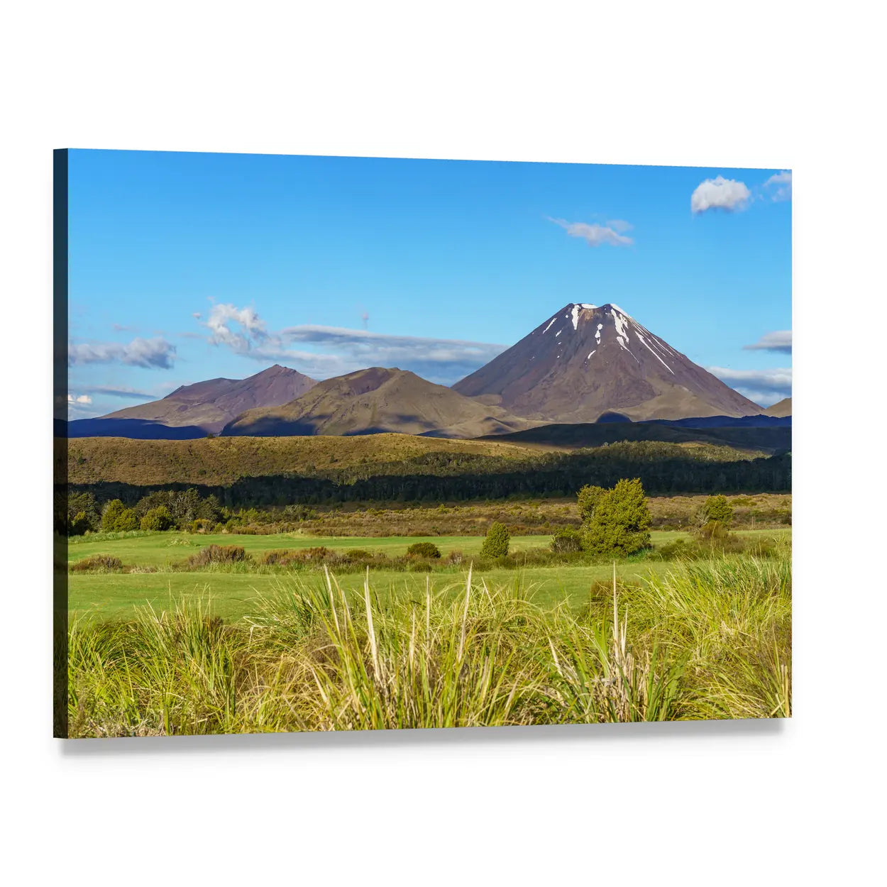 Mount Ngauruhoe Volcanic Landscape Canvas Wall Art, single panel gallery wrapped canvas, angled product view