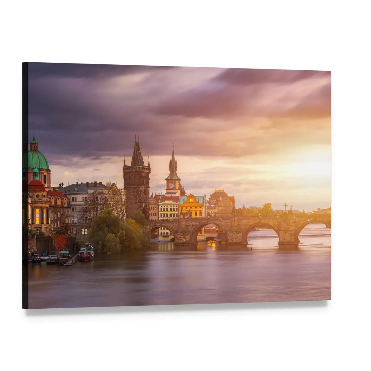 Aerial View of Old Town Pier Canvas Wall Art, single panel gallery wrapped canvas, angled product view