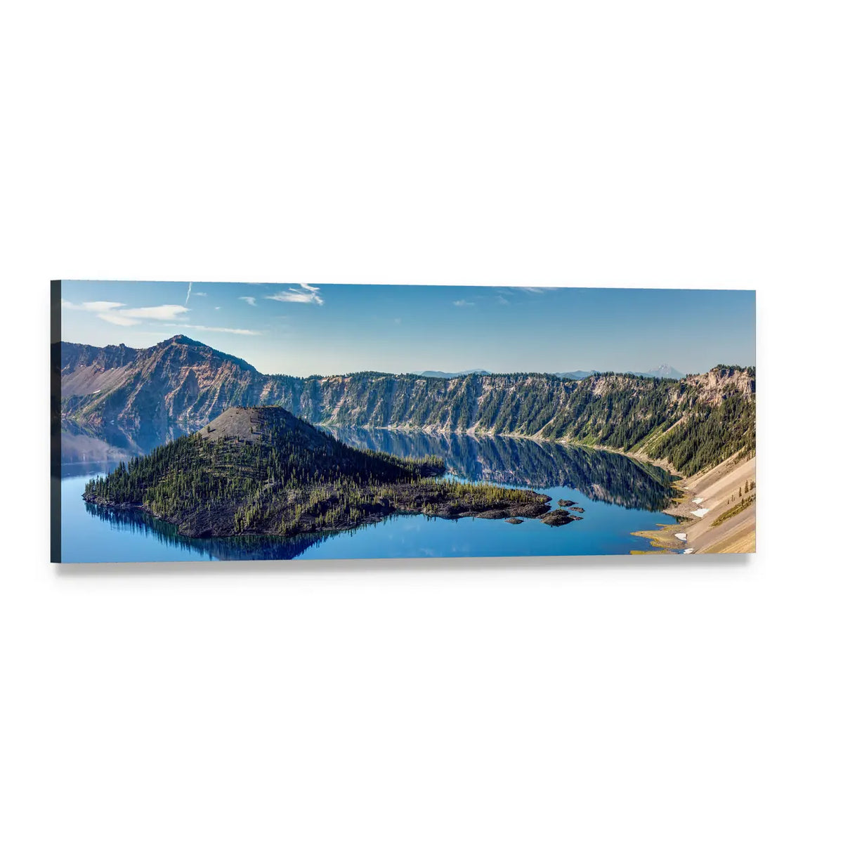 Blue Jewel Lake, Oregon Panoramic Canvas Wall Art, single panel gallery wrapped canvas, angled product view