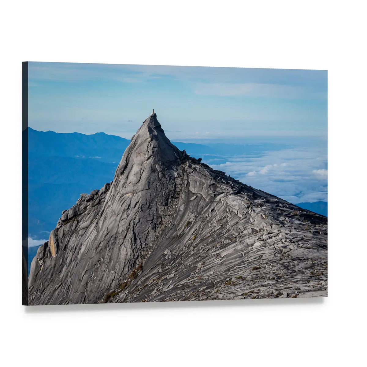 South Peak of Kinabalu Mountain Canvas Wall Art, single panel gallery wrapped canvas, angled product view