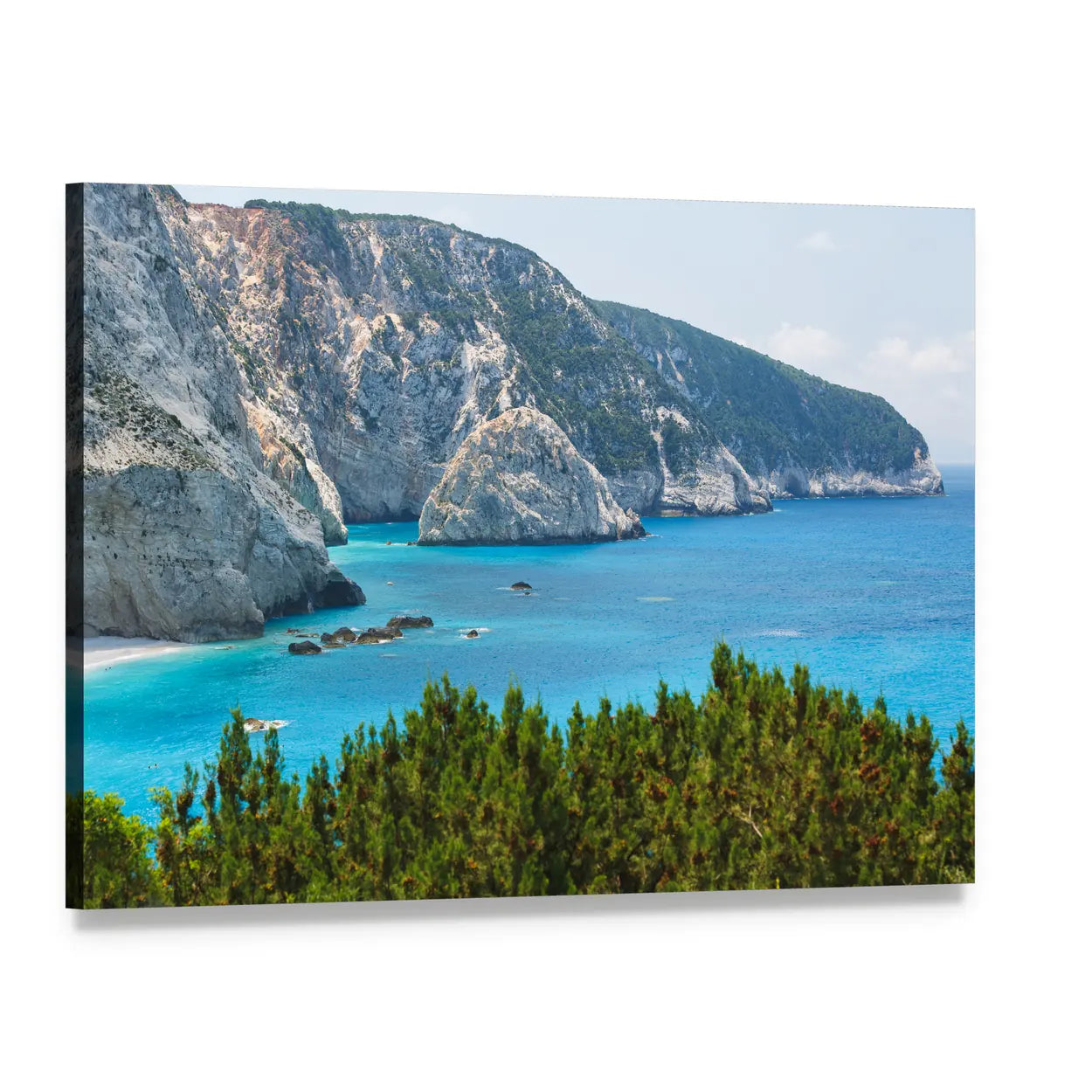 Porto Katsiki Coast, Lefkada Canvas Wall Art, single panel gallery wrapped canvas, angled product view