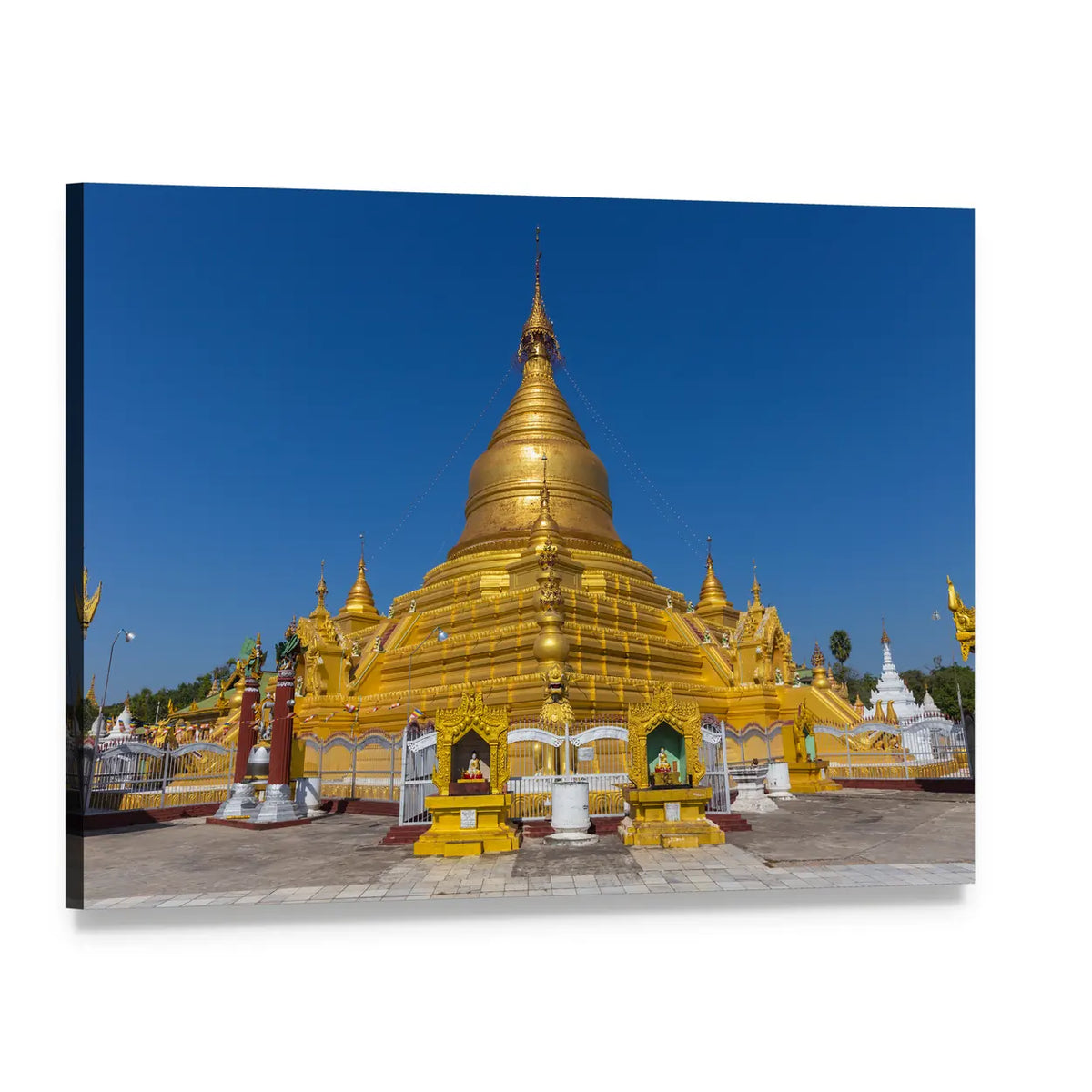 Kuthodaw Pagoda in Mandalay Canvas Wall Art, single panel gallery wrapped canvas, angled product view