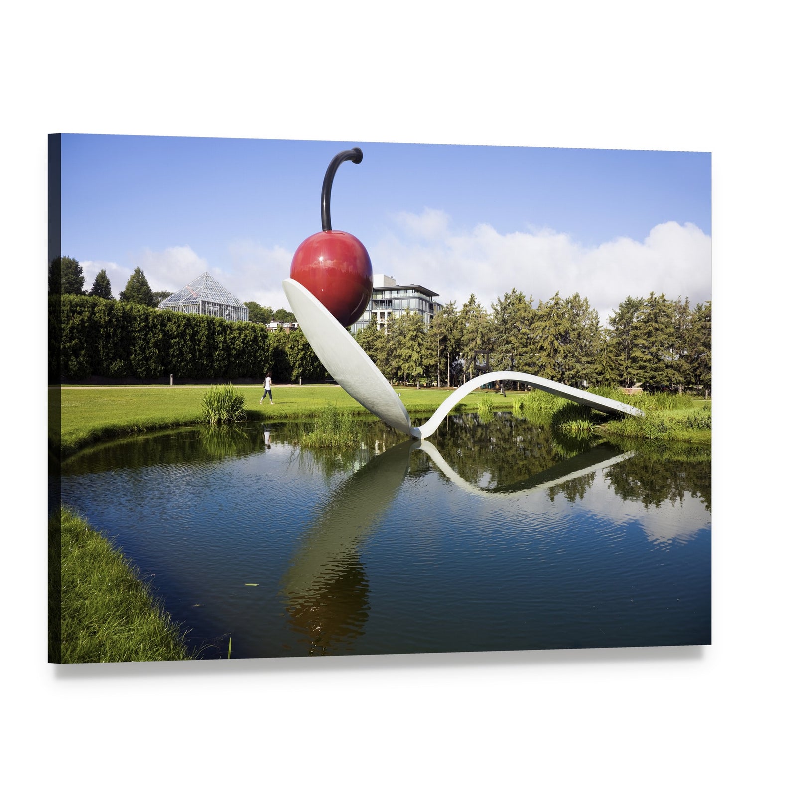 Spoonbridge and Cherry Sculpture Canvas Wall Art, single panel gallery wrapped canvas, angled product view