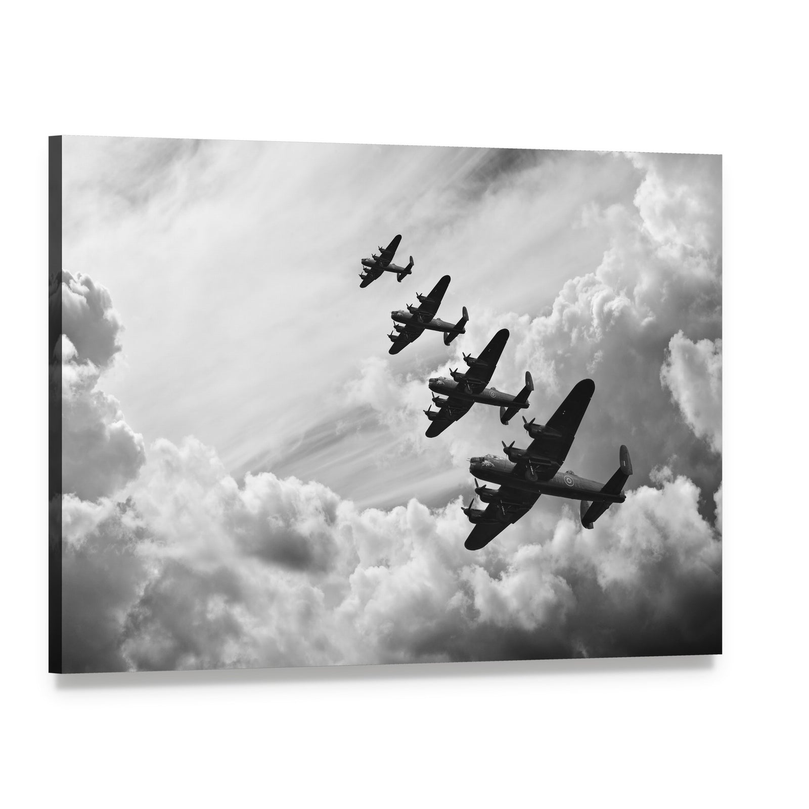 Fighter Jets in World War Canvas Wall Art, single panel gallery wrapped canvas, angled product view