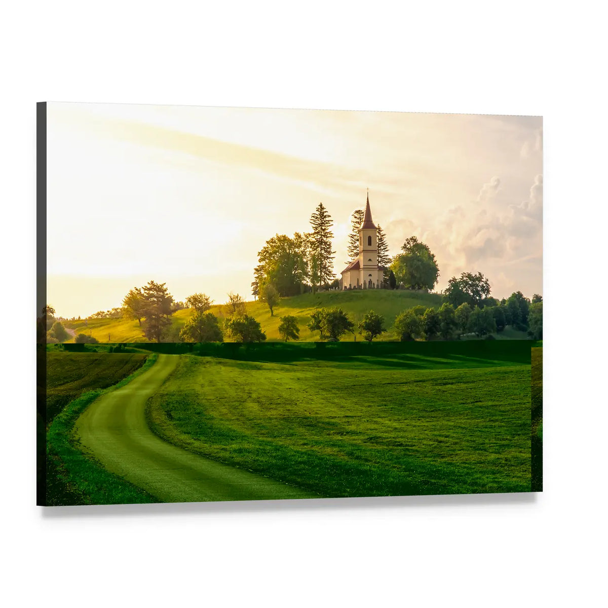 St Peter and Pauls Church at Sunset Canvas Wall Art, single panel gallery wrapped canvas, angled product view