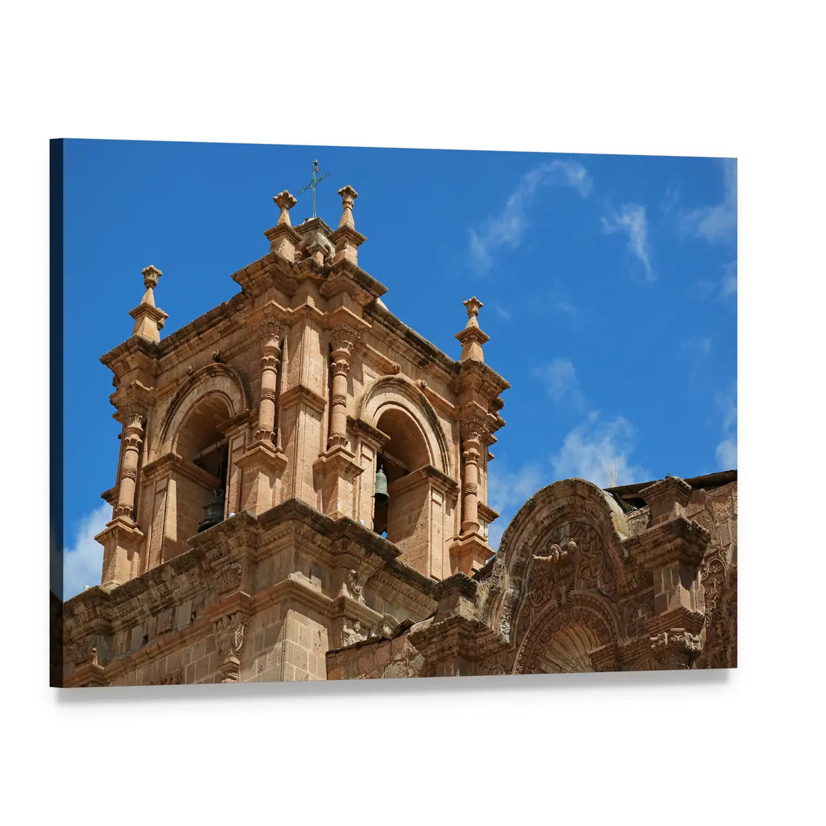 Bell Tower of Puno Canvas Wall Art, single panel gallery wrapped canvas, angled product view