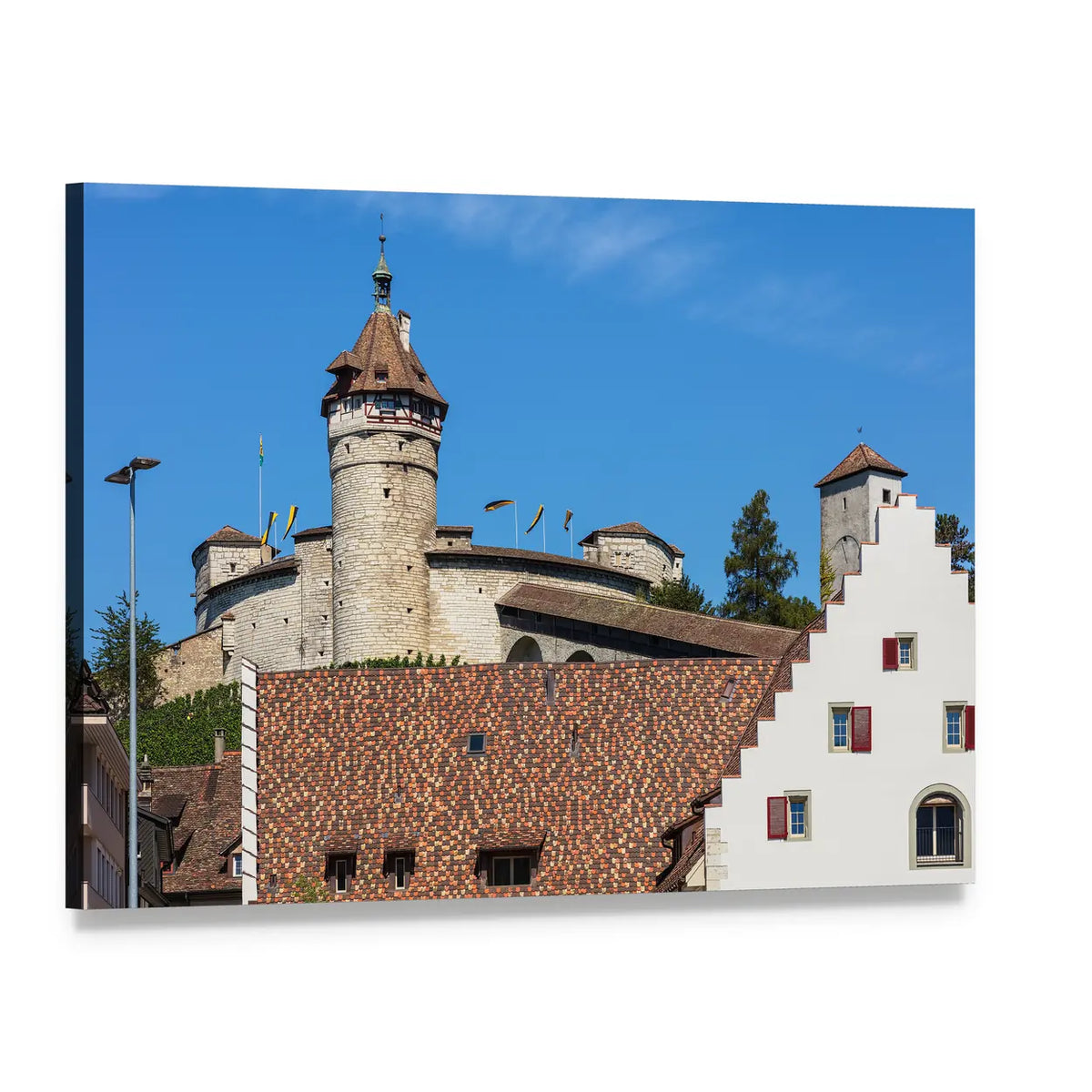 Munot Fortress Canvas Wall Art, single panel gallery wrapped canvas, angled product view