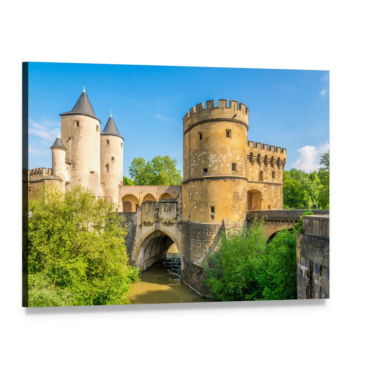 German Gate Bridge View Canvas Wall Art, single panel gallery wrapped canvas, angled product view