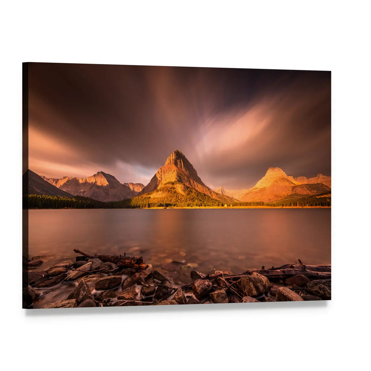 Mount Grinnell at Sunrise Canvas Wall Art, single panel gallery wrapped canvas, angled product view