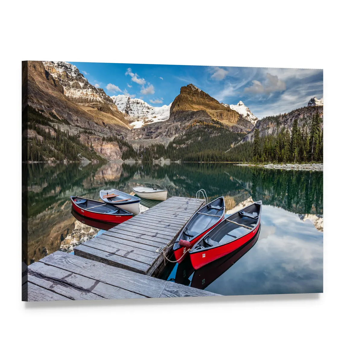 Summertime in the Canadian Rockies Canvas Wall Art, single panel gallery wrapped canvas, angled product view