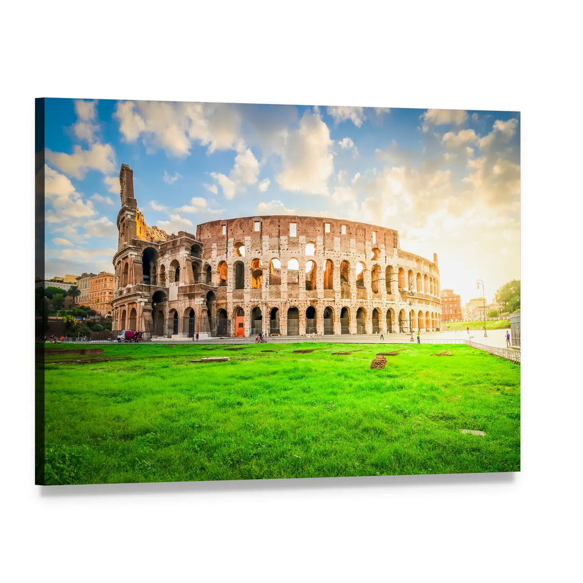 Colosseum Ruins in Rome Canvas Wall Art, single panel gallery wrapped canvas, angled product view