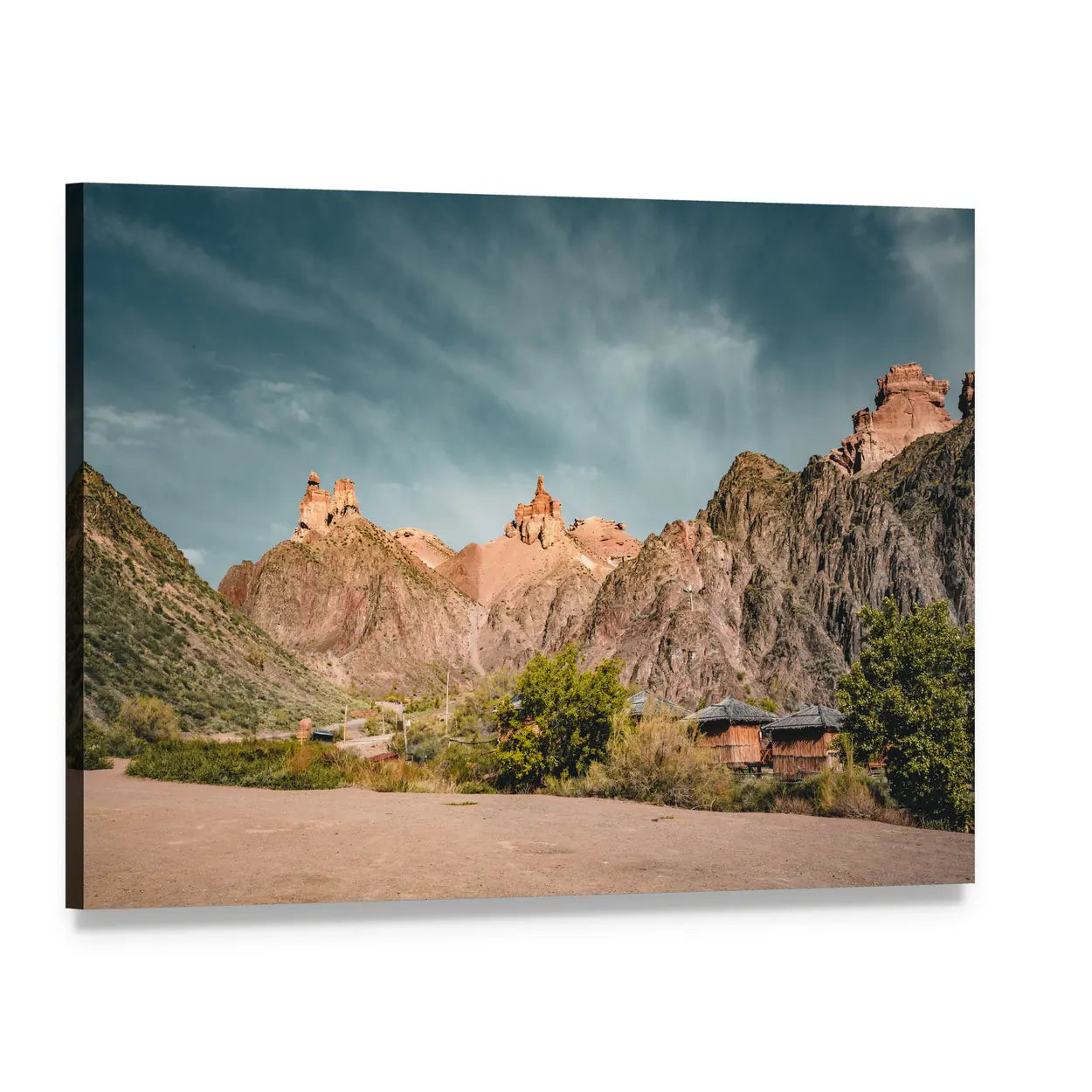 Charyn Canyon Rock Formations Canvas Wall Art, single panel gallery wrapped canvas, angled product view