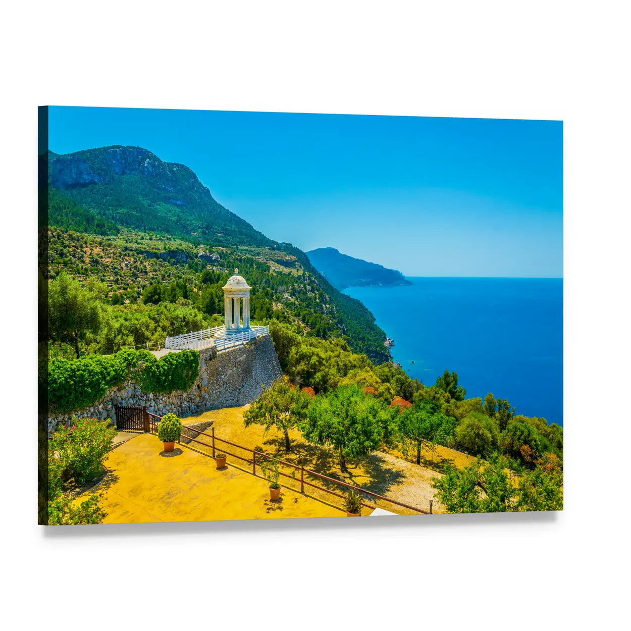 White Pavilion at Son Marroig Canvas Wall Art, single panel gallery wrapped canvas, angled product view